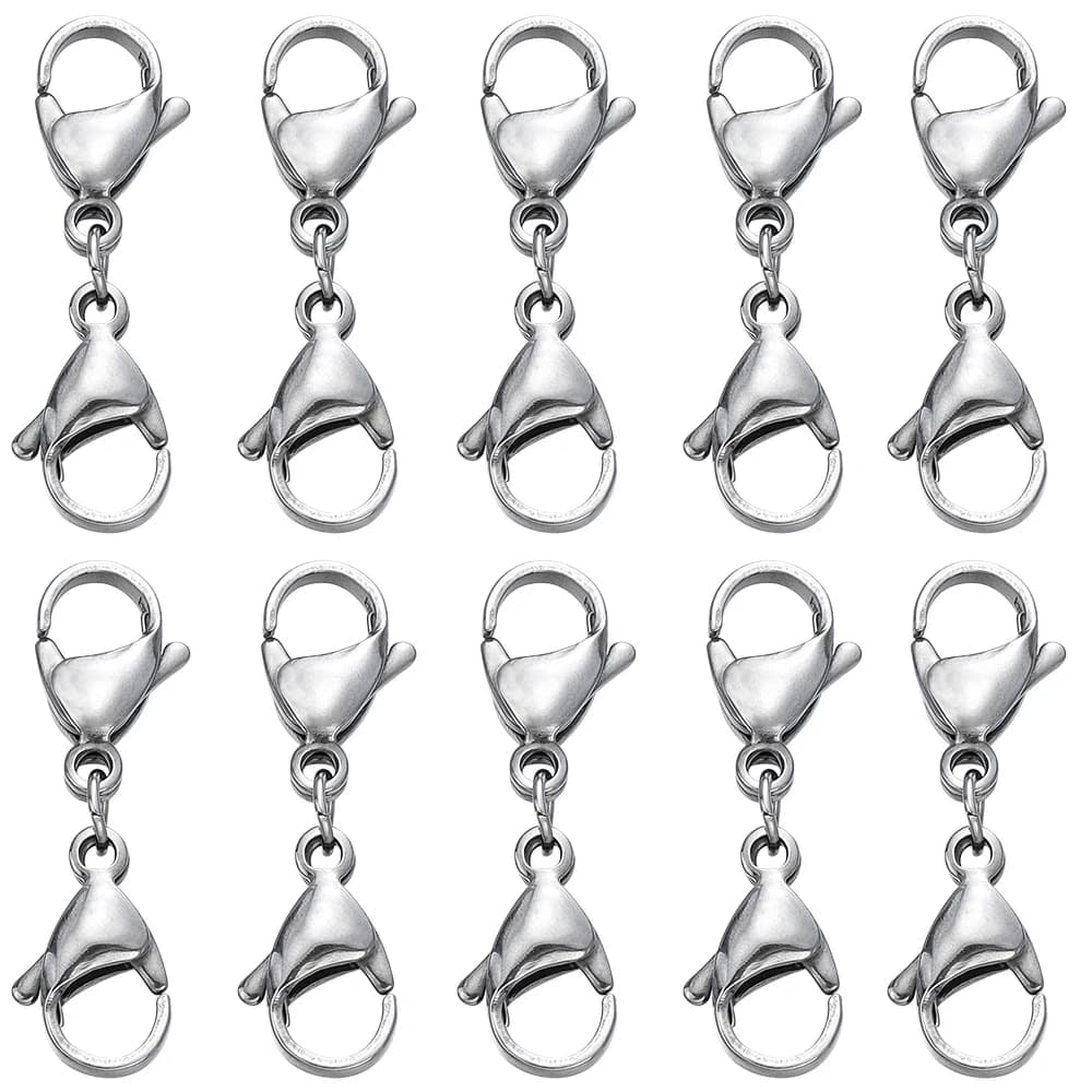 5/10 pezzi in acciaio inox doppia chiusura a moschettone ganci chiusura a catena accessori connettore per la creazione di gioielli collana braccialetto fai da te