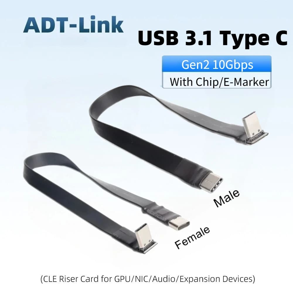 Cavo di prolunga piatto da 10 Gbps Gen2 USB 3.1 Tipo C a Tipo C Piega angolo di 90 gradi USB-C Maschio Femmina FPC FPV Cavo per fotografia aerea