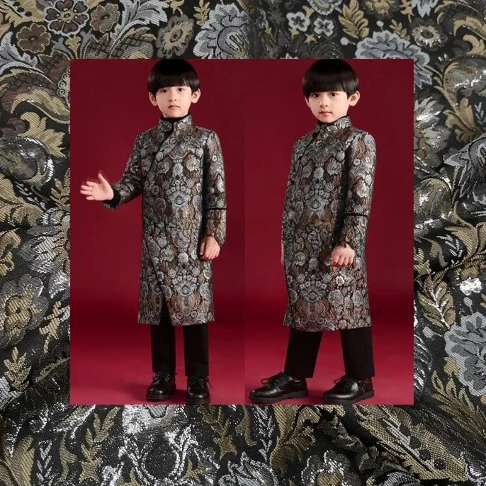 European Retro Brocade Jacquard Suit Fabric for Children's Dress Costum Cloth Material Per Meter Diy Sewing