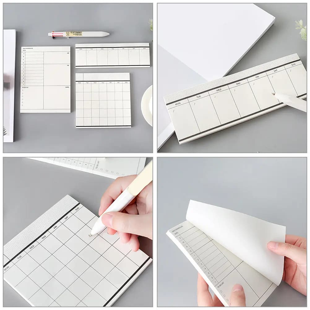 Set di 3 Quaderni Creativi per Pianificazione Giornaliera, Blocco Note con Fogli Staccabili, Accessori per Ufficio