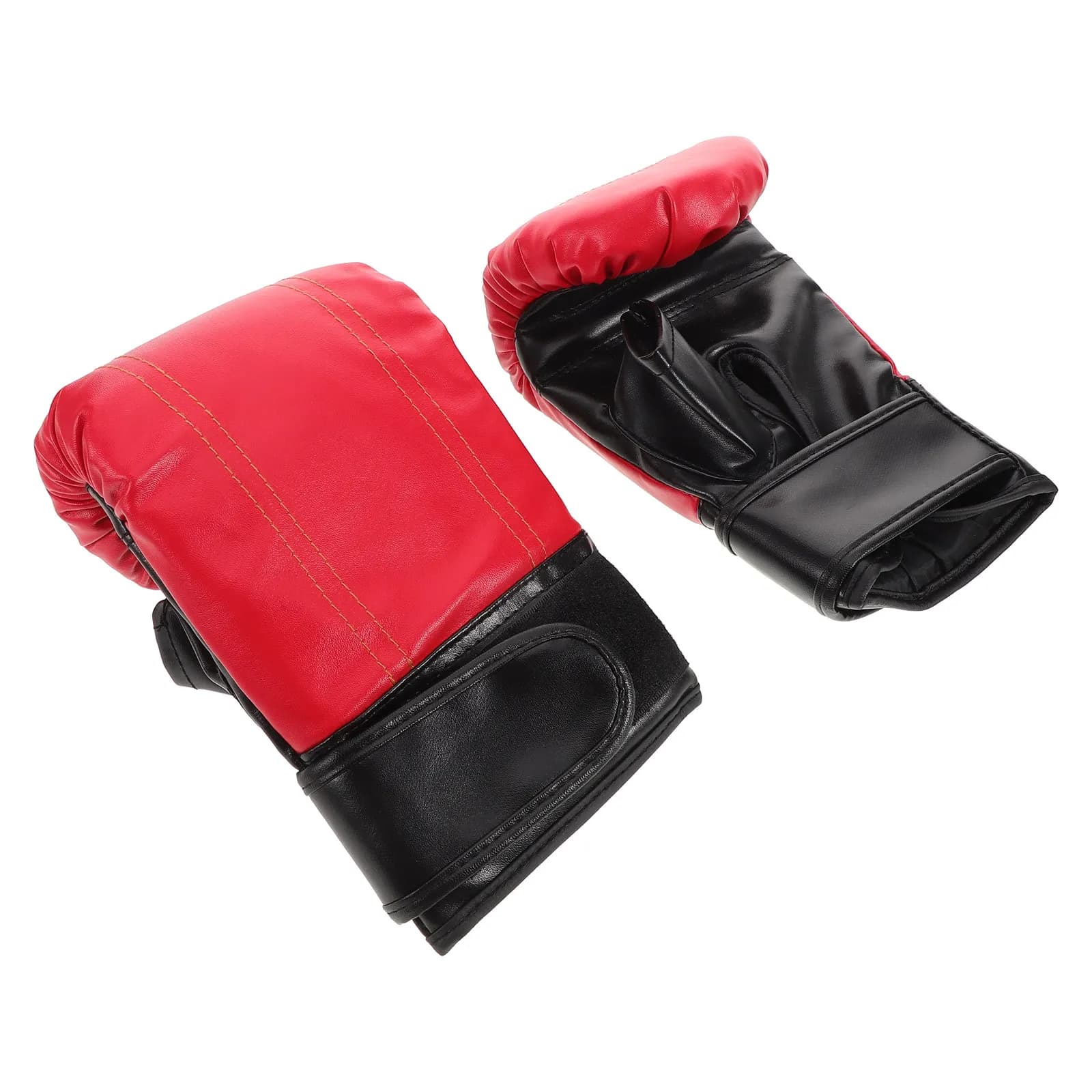 1 Paio di Guanti da Boxe Mezze Dita Rossi in PU per Sparring, Adulti e Bambini, per Kickboxing, Taekwondo, Muay Thai, Allenamento in Palestra