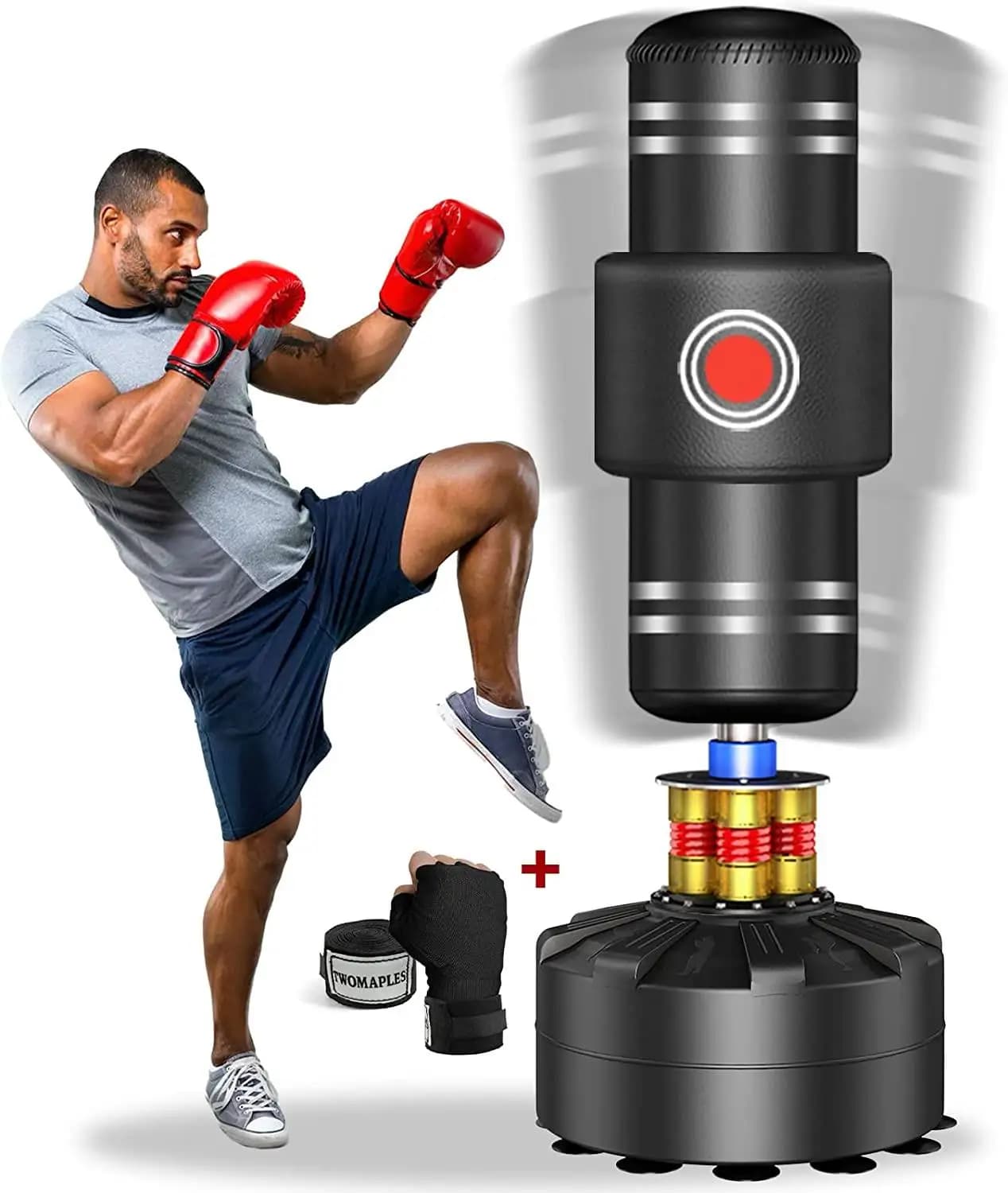 Independent boxing bag of 205 pounds with gloves Heavy bag with suction cup base for adults