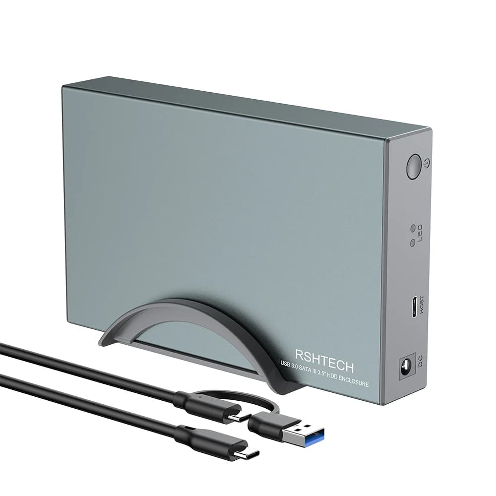 RSHTECH Custodia per disco rigido da USB C a SATAIII Custodia portatile per HDD esterna da 3,5" in alluminio per SSD HDD SATA I/II/III