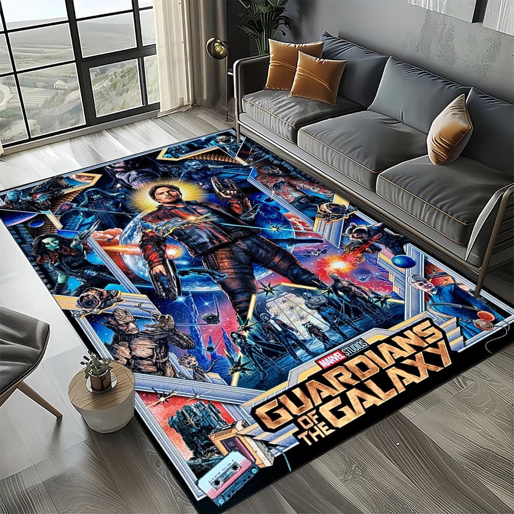 27 Style Guardiani della Galassia Marvel Cartoon Tappeto per soggiorno Arredamento camera da letto, Tappetino per bambini antiscivolo per divano Zerbino