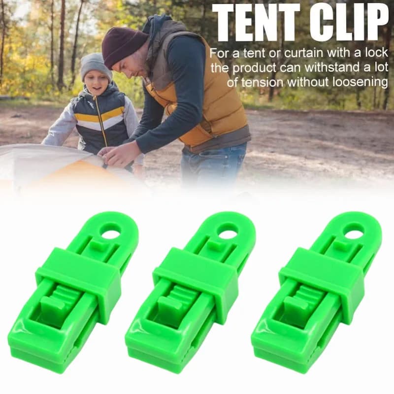 Clips with adjustable eyelets from 10-50 pieces with rope and snaps for outdoor camping tents and sun curtains, a windproof kit for fixing the curtains.