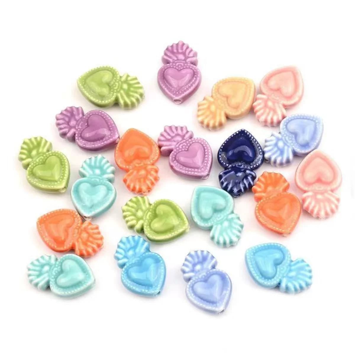 TX35 10 PZ 10*16mm Cuore Perline di Ceramica Fascino Del Distanziatore Creazione di Gioielli FAI DA TE Collana Del Braccialetto Accessori Accessorio Dei Monili