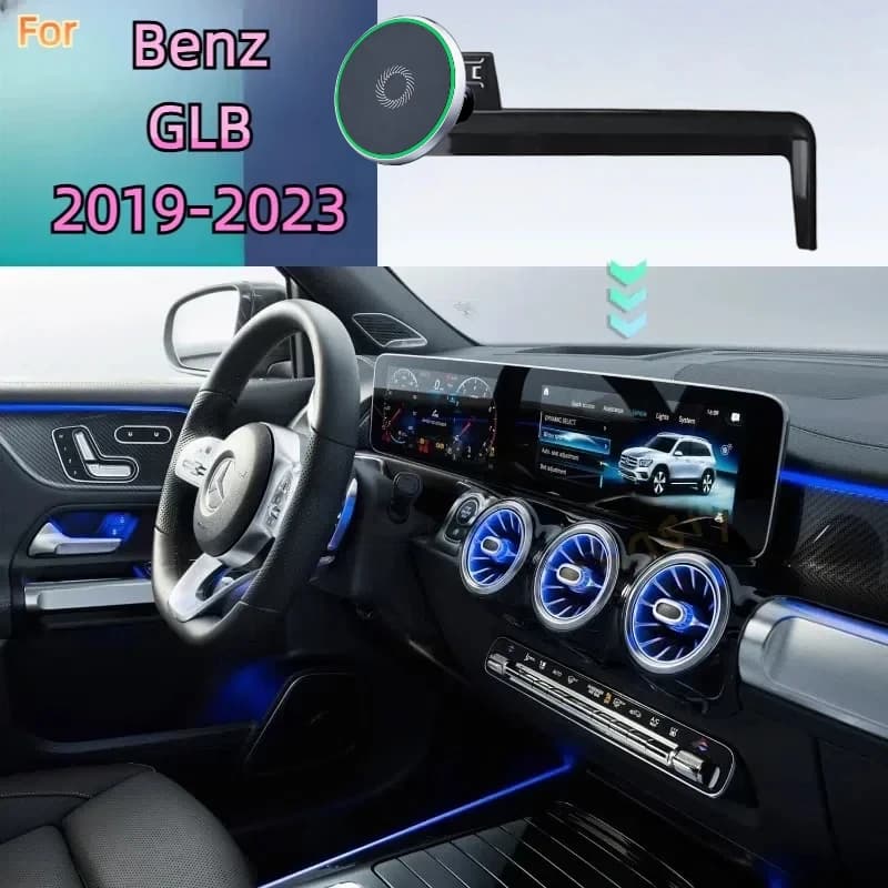 For Mercedes Benz GLB X247 2023 2022 2021-2019 Car Phone Holder Screen Fixed Base Car Magnetic Wireless Charging Stand MagSafe