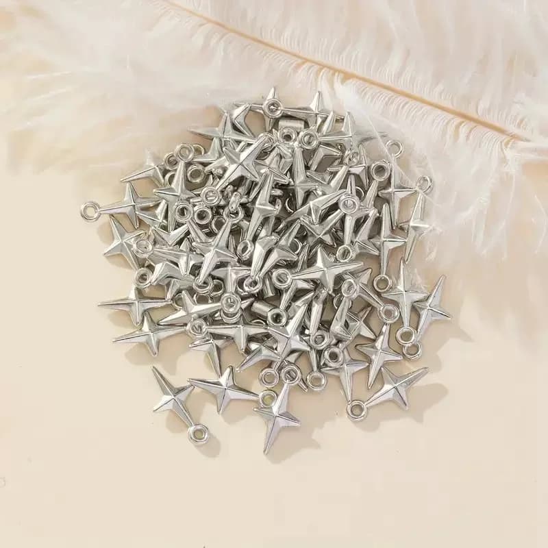 100 pz 16x8mm Pendenti e Ciondoli Stelle Brillanti Pendenti e Ciondoli Per Creazione di Gioielli FAI DA TE Risultati Dei Gioielli Argento Antico Colore CCB Pendenti e Ciondoli
