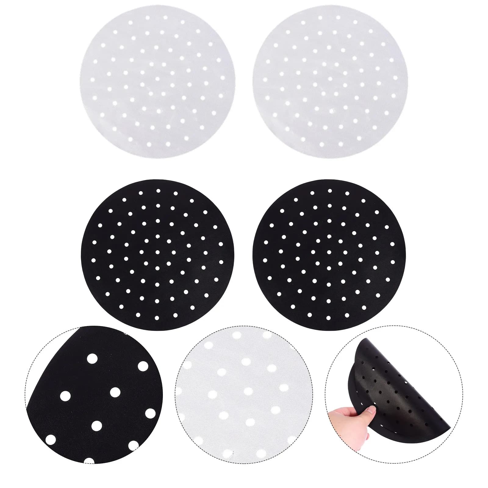 Set di 4 Tappetini Resistenti alle Alte Temperature per Friggitrice ad Aria, Antiaderenti e Perforati, Riutilizzabili, Accessori da Cucina