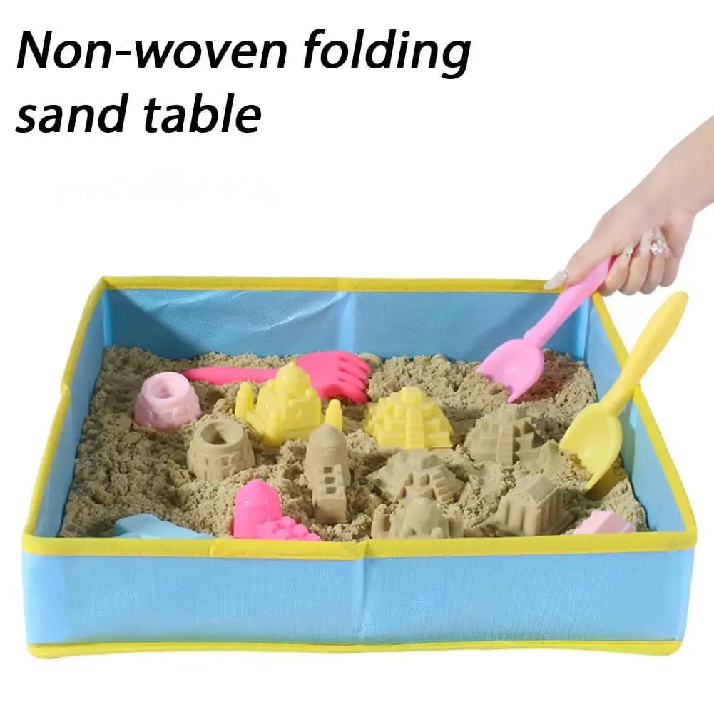 Non‑Woven Foldable Kinetic Sand Play Tray Lightweight Soft Fabric Kids Sensory Play Pit Collapsible Storage For Magic Sand Block