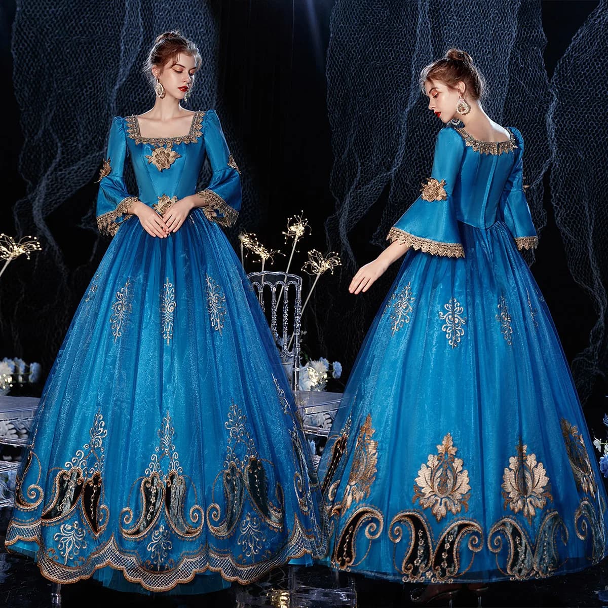 Abiti da sera da donna medievali di moda personalizzati Marie 18th Abiti da festa per costumi teatrali in maschera di ballo storico