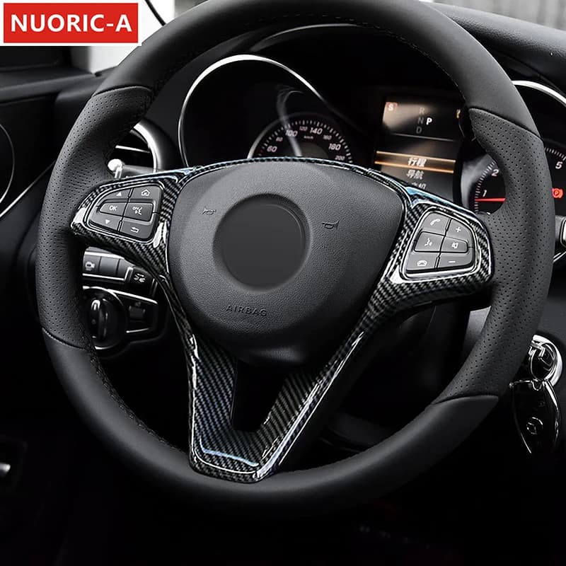 Bottoni del volante in stile fibra di carbonio rivestimento del telaio per Mercedes Benz CLA C117 classe A W176 2013-2018