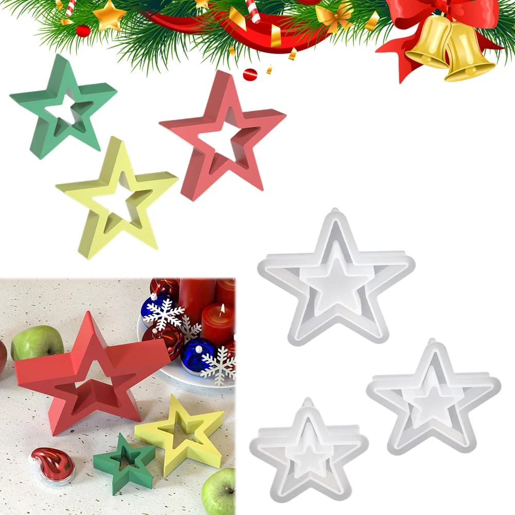 1/3 pezzi stelle di Natale stampo in silicone 3D stella cava candela stampo stampi per colata di Natale artigianato natalizio desktop fai da te