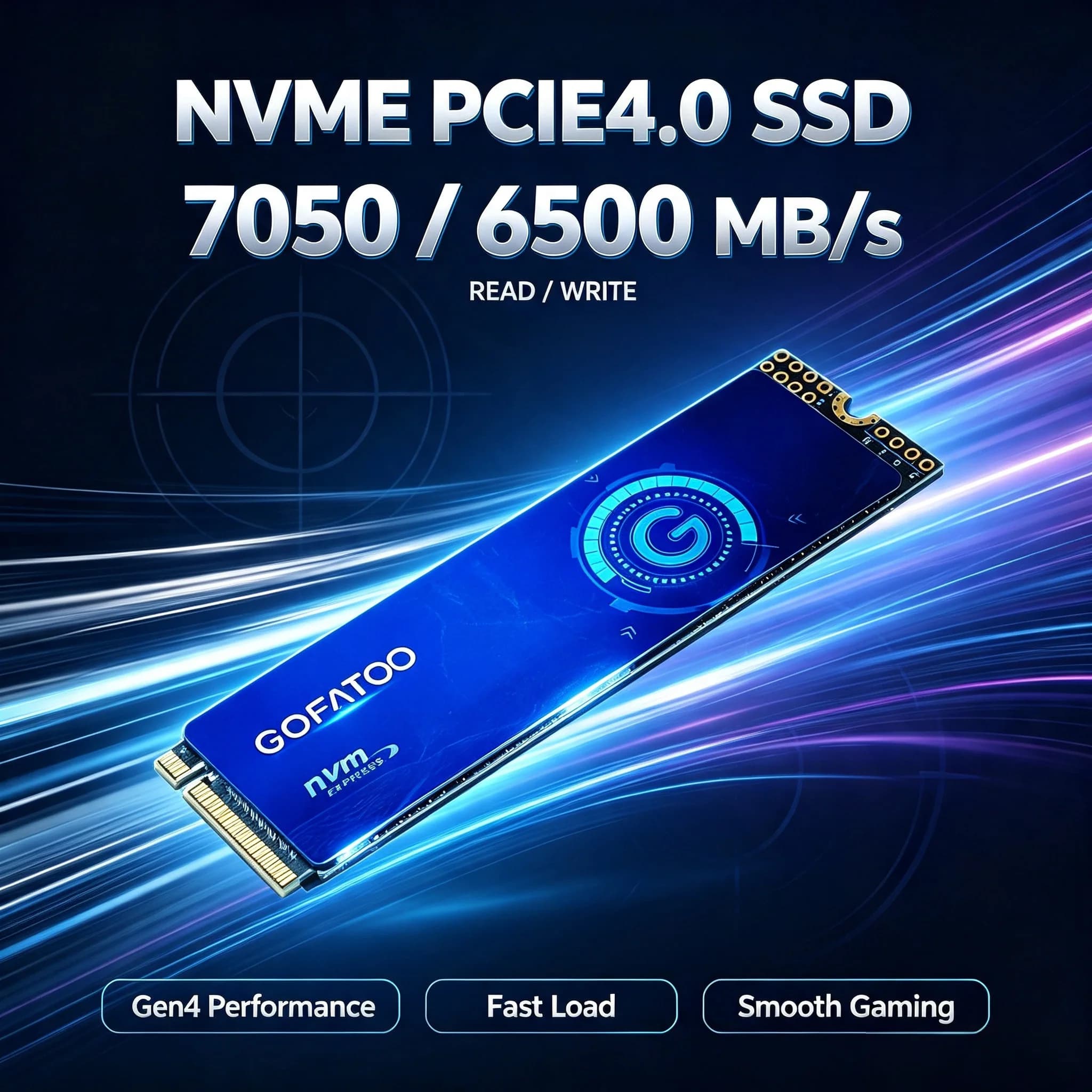 GOFATOO M.2 2280 PCIe4.0 NVMe SSD 7000MB/s TLC NAND Solid State Drive 512GB 1TB 2TB for Laptop PS5 Desktop Gaming PC