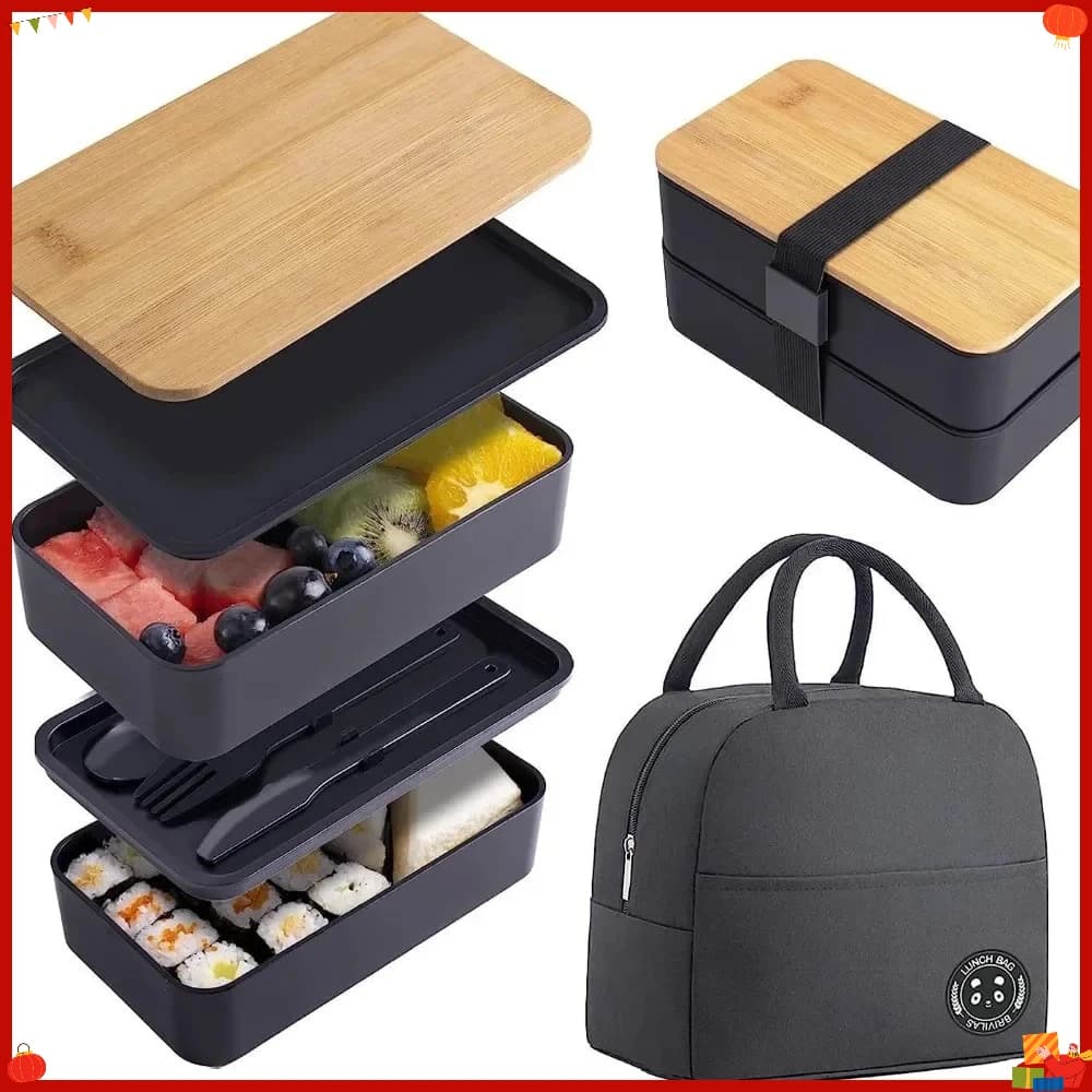 Contenitore Bento Impilabile con Utensili 1200ML, Porta Pranzo Multicomparto Tutto-in-Uno, Contenitore per Alimenti a Prova di Perdite