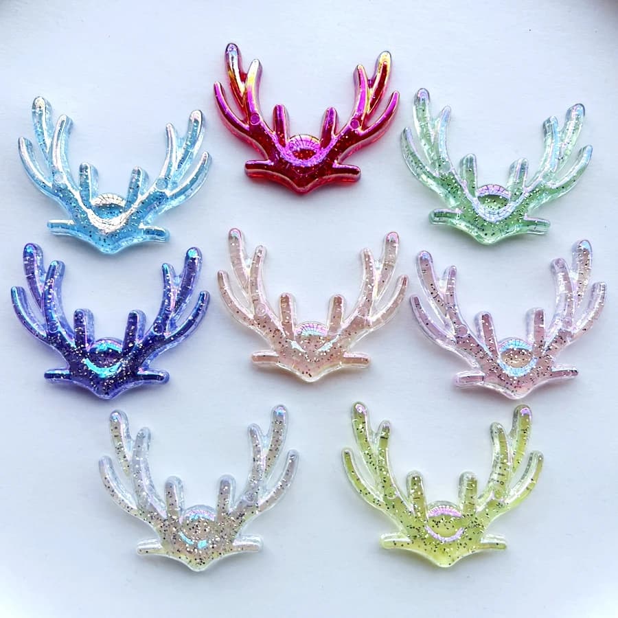 8 pz. Decorazioni a forma di stella ultra luminose con corna di cervo, con retro piatto, per fai da te, accessori per gioielli, accessori per capelli, decorazioni per cellulari, scrapbook