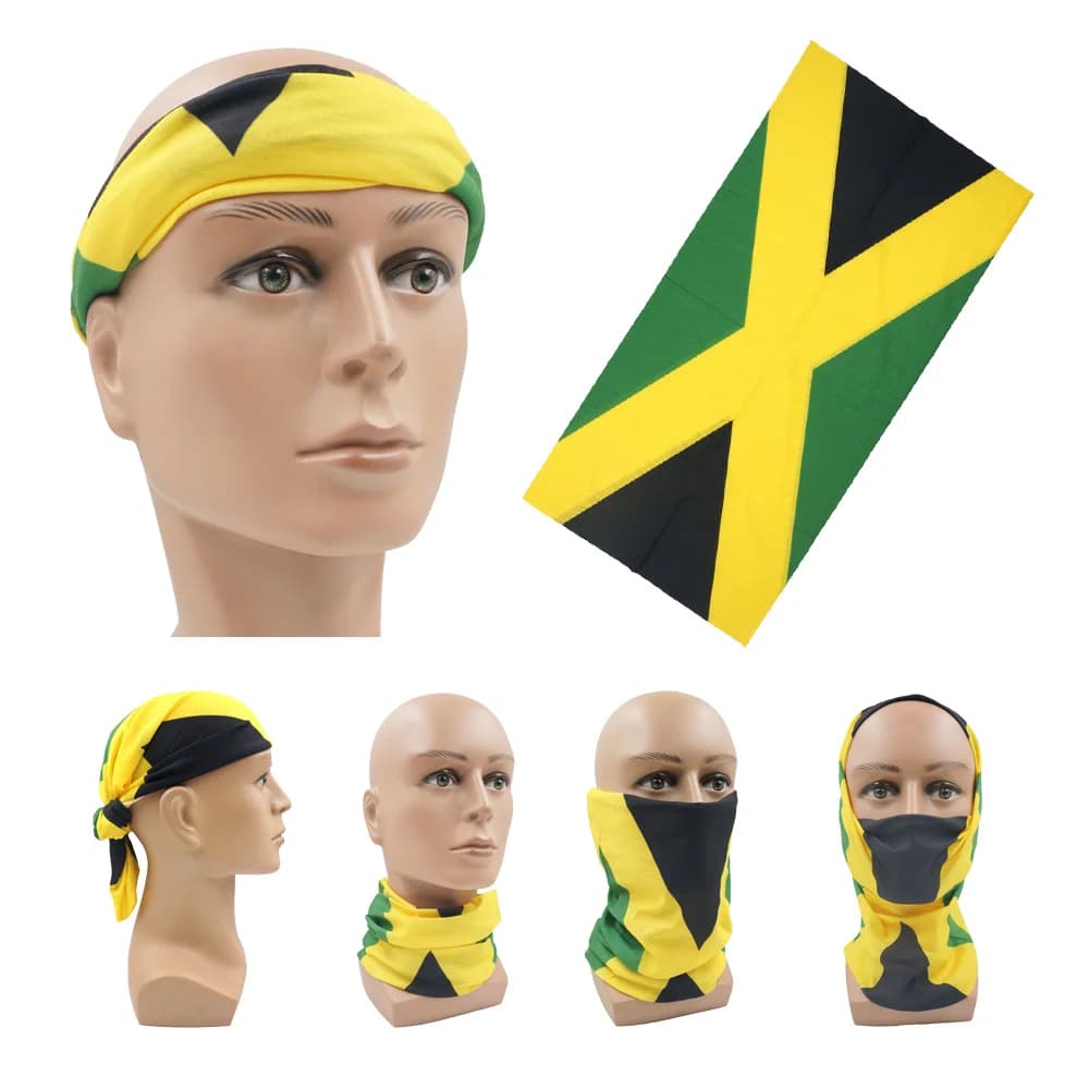 Breathable Running Mask Scarves Jamaica Flag Bandana Snood 100% polyester Biker Multipurpose Use Wrap Head JM Neck