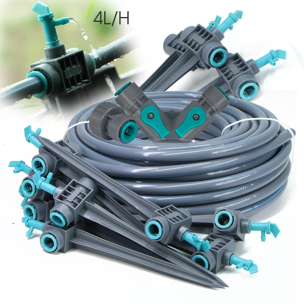 8/15M giardino 3/8 "tubo PE 4L/H Kit di irrigazione contagocce 17.5cm palo Sprinkler sistema di irrigazione per piante in vaso attrezzatura a goccia per prato
