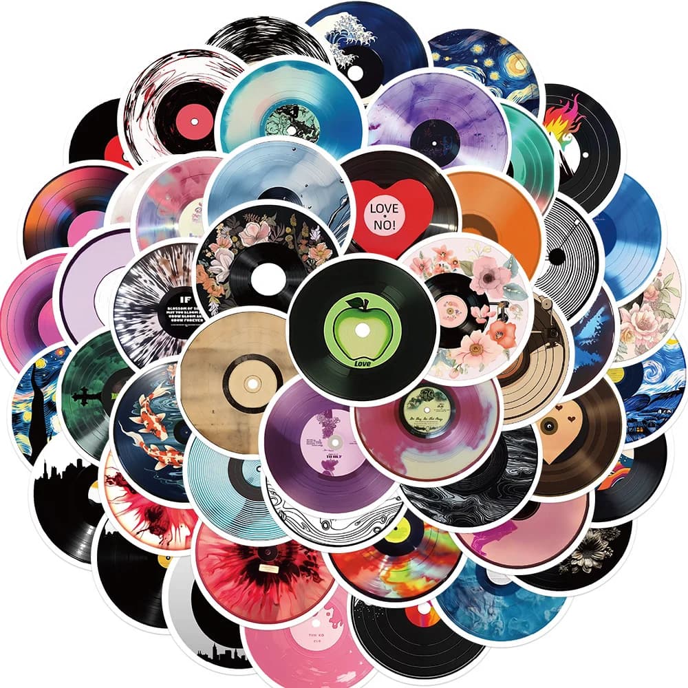 10/30/50pcs Divertente Disco In Vinile CD Musica Adesivi Decorazione FAI DA TE Per Il Skateboard Telefono Telefono Chitarra Notebook Per Bambini giocattoli impermeabili