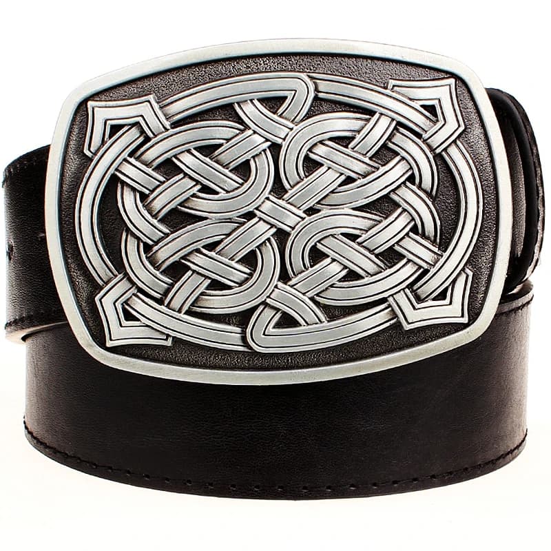 Cinture in pelle moda Grande fibbia in metallo Stile nodo celtico Tessuto modello a strisce Jeans Cintura per uomo Donna