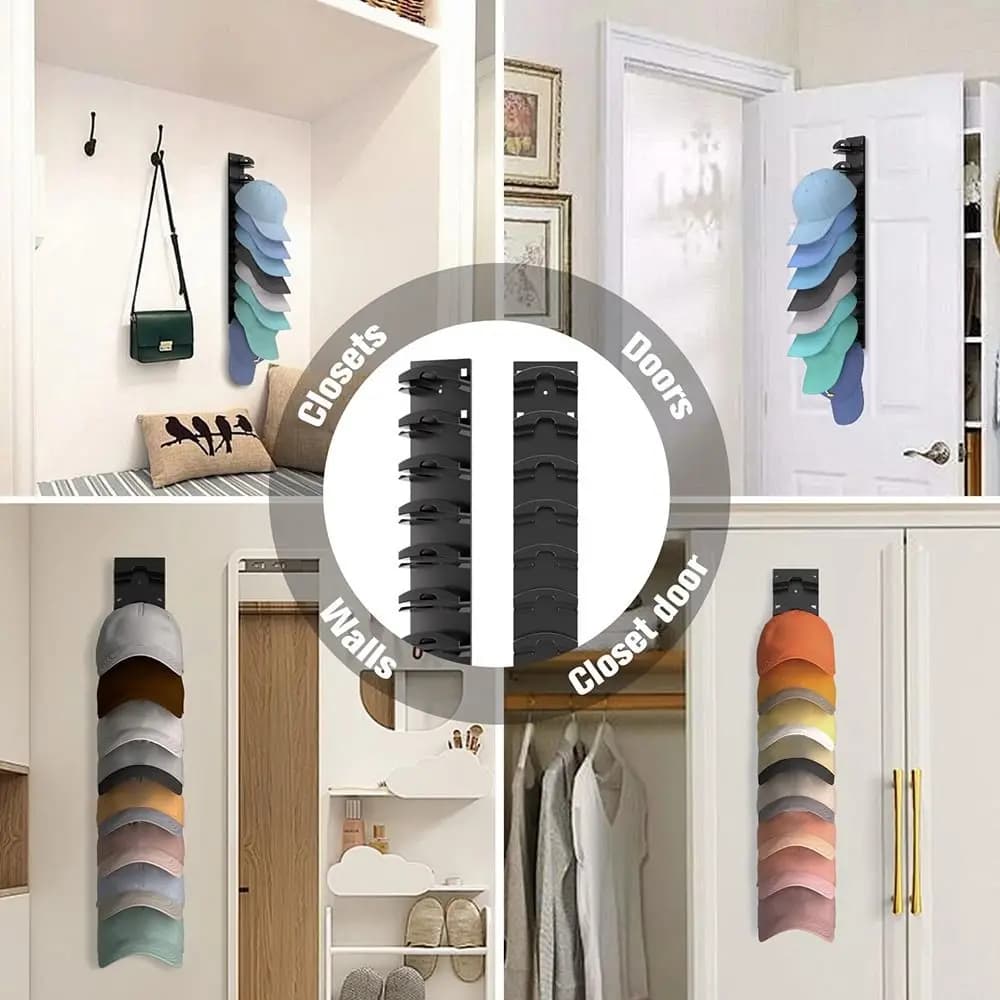 Plastic Space Saving Baseball Cap Rack Wall Door Mounted Hat Display Holder Closet Household Cap Storage Organizer