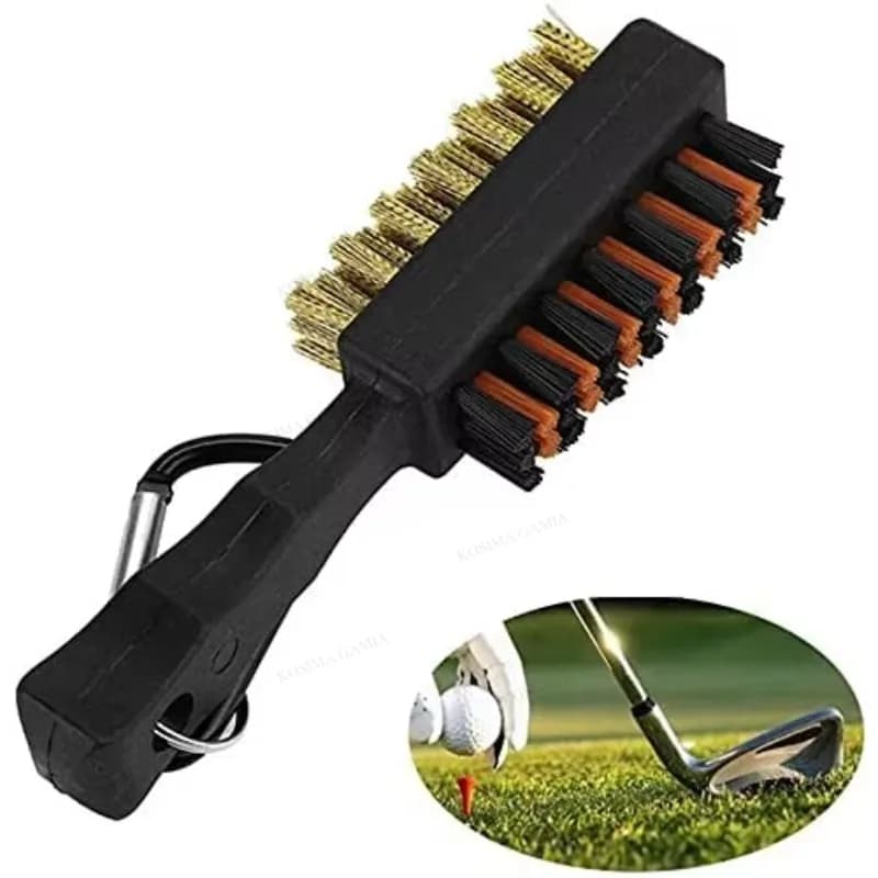 Spazzola Professionale Portatile in Metallo per la Pulizia delle Mazze da Golf, Strumento di Pulizia 2-in-1 con Setole in Nylon Leggere per Scarpe e Mazze da Golf