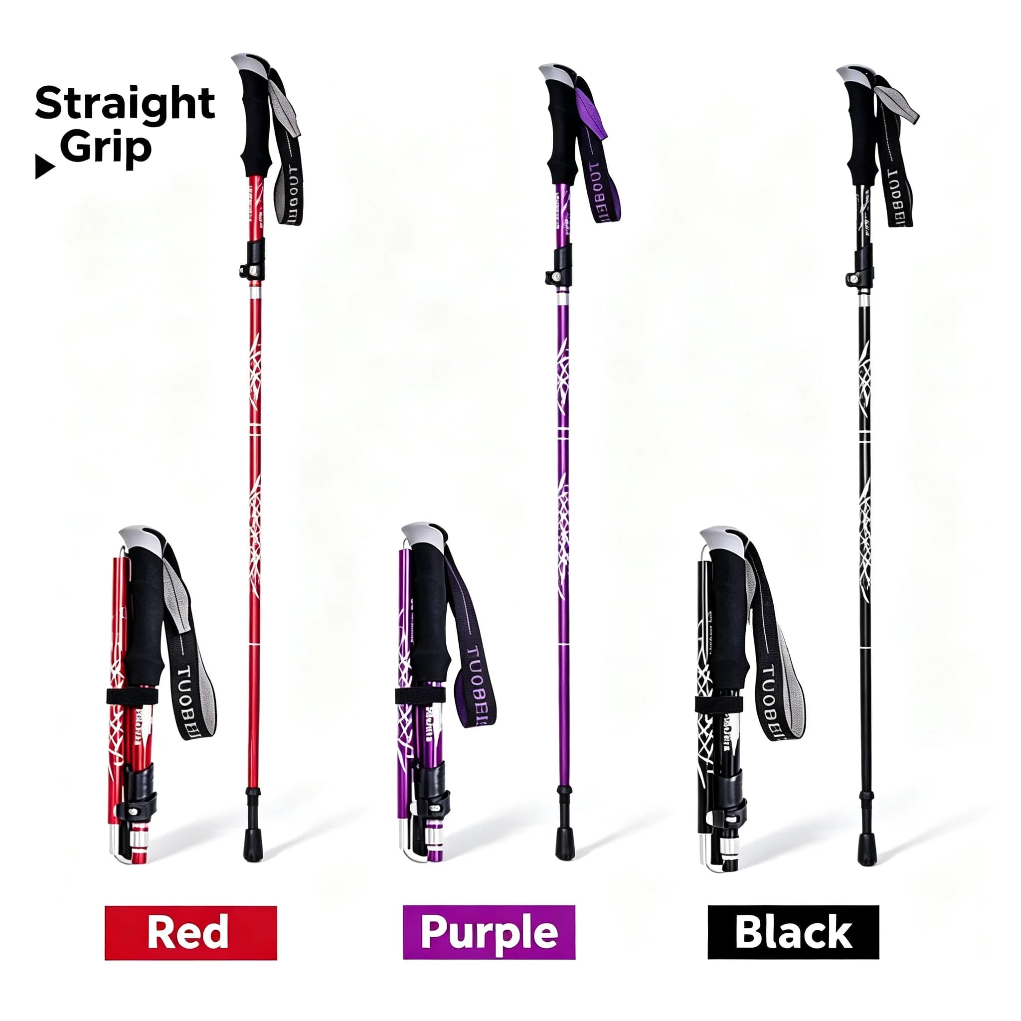 Ultralight Folding Trekking Pole Aluminum Alloy Anti Shock Alpenstock Snow Walking Stick Outdoor Camping Climbing Hiking Stick