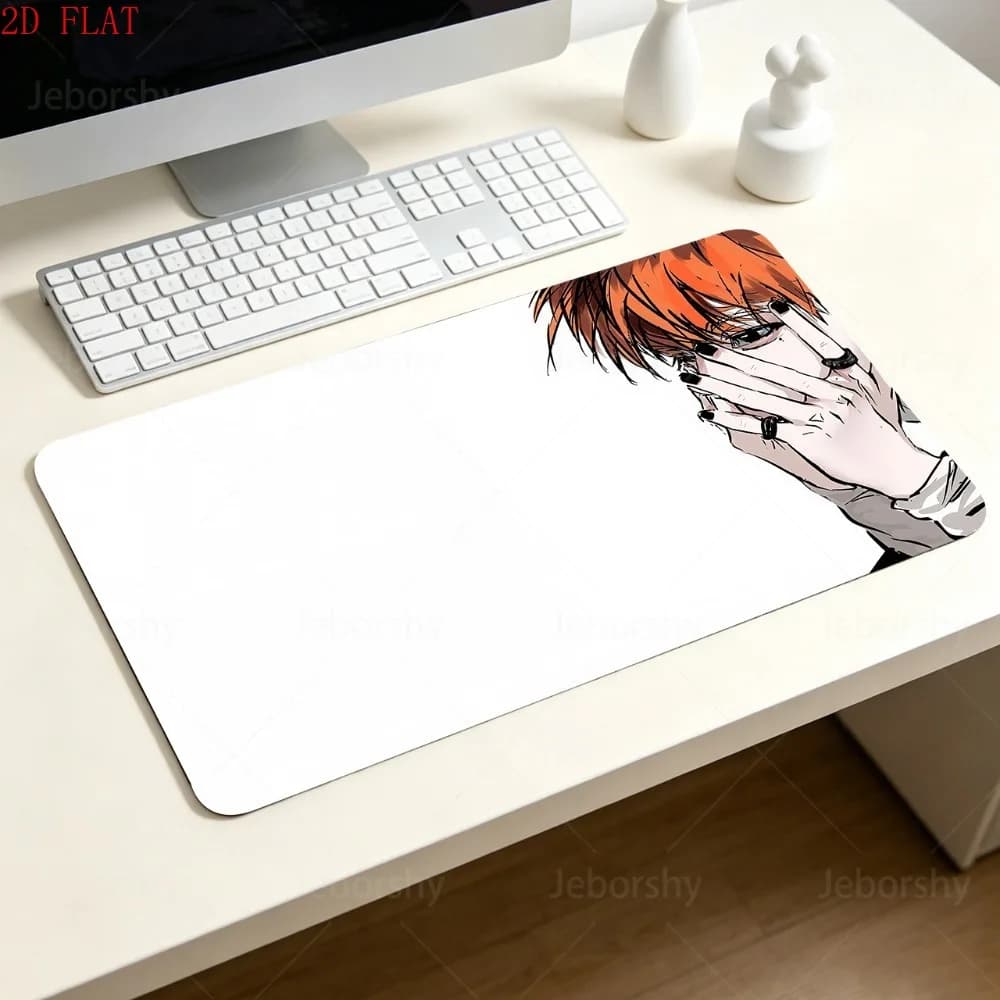 Minimalist Black and White Anime Gaming Mouse Pad, Large Non-Slip Rubber Desk Mat for PC Laptop Office Home, Manga Sketch Style