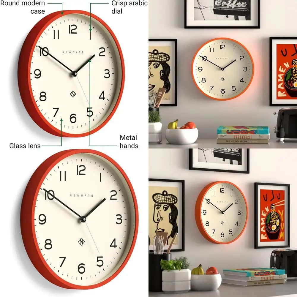 Watch from Contemporary Wall Round 14.5 Inch Orange Pumpkin with Big Numbers for Home or Office