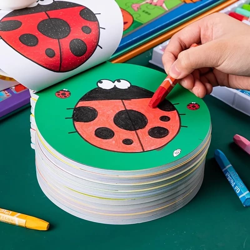 Drawing Book 120 Page Circular Graffiti Small with Colored Cartoon Animals Coloring Drawing Book