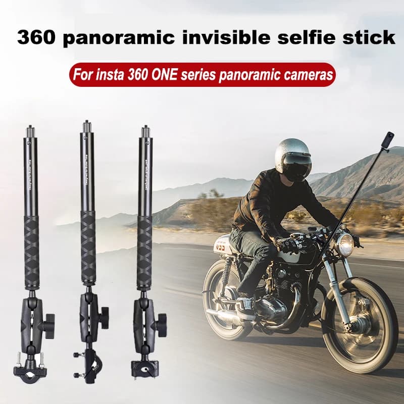 MaxGo moto bicicletta panoramica Selfie Stick invisibile monopiede staffa manubrio per Insta360 GoPro Bike Camera accessorio