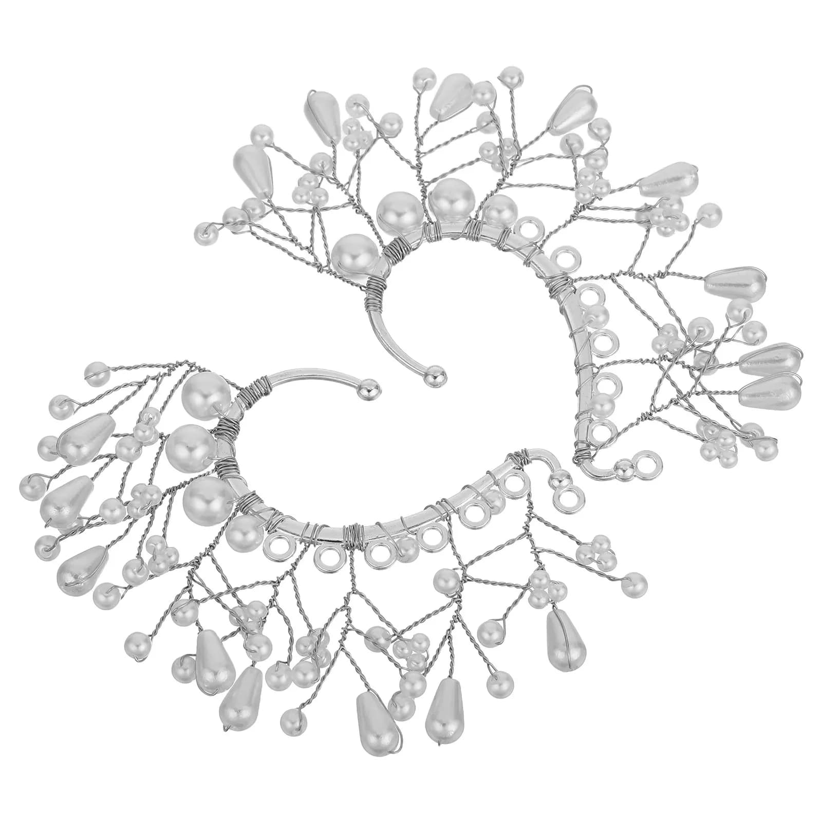 1 Paio di Orecchini a Clip Effetto Perla, Non Forati, per Spose e Damigelle, Eleganti Orecchini a Forma di Orecchio d'Elfo