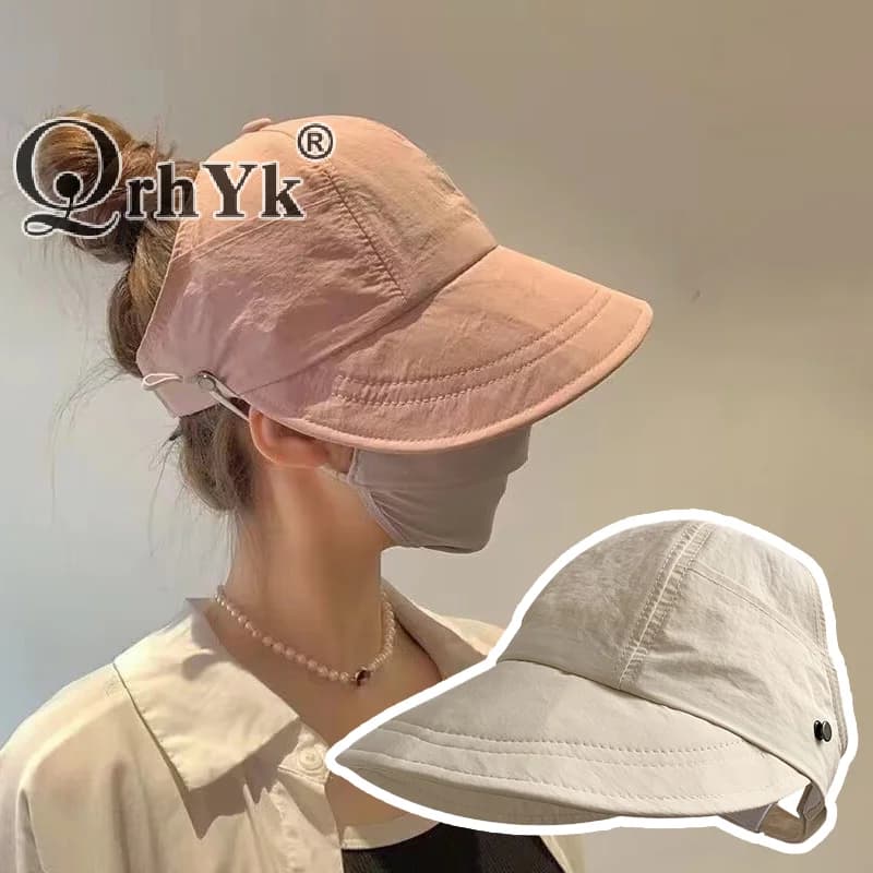 Cappello da sole pieghevole a tesa larga con coda di cavallo berretto regolabile estivo con visiera ad asciugatura rapida per cappello da spiaggia da donna