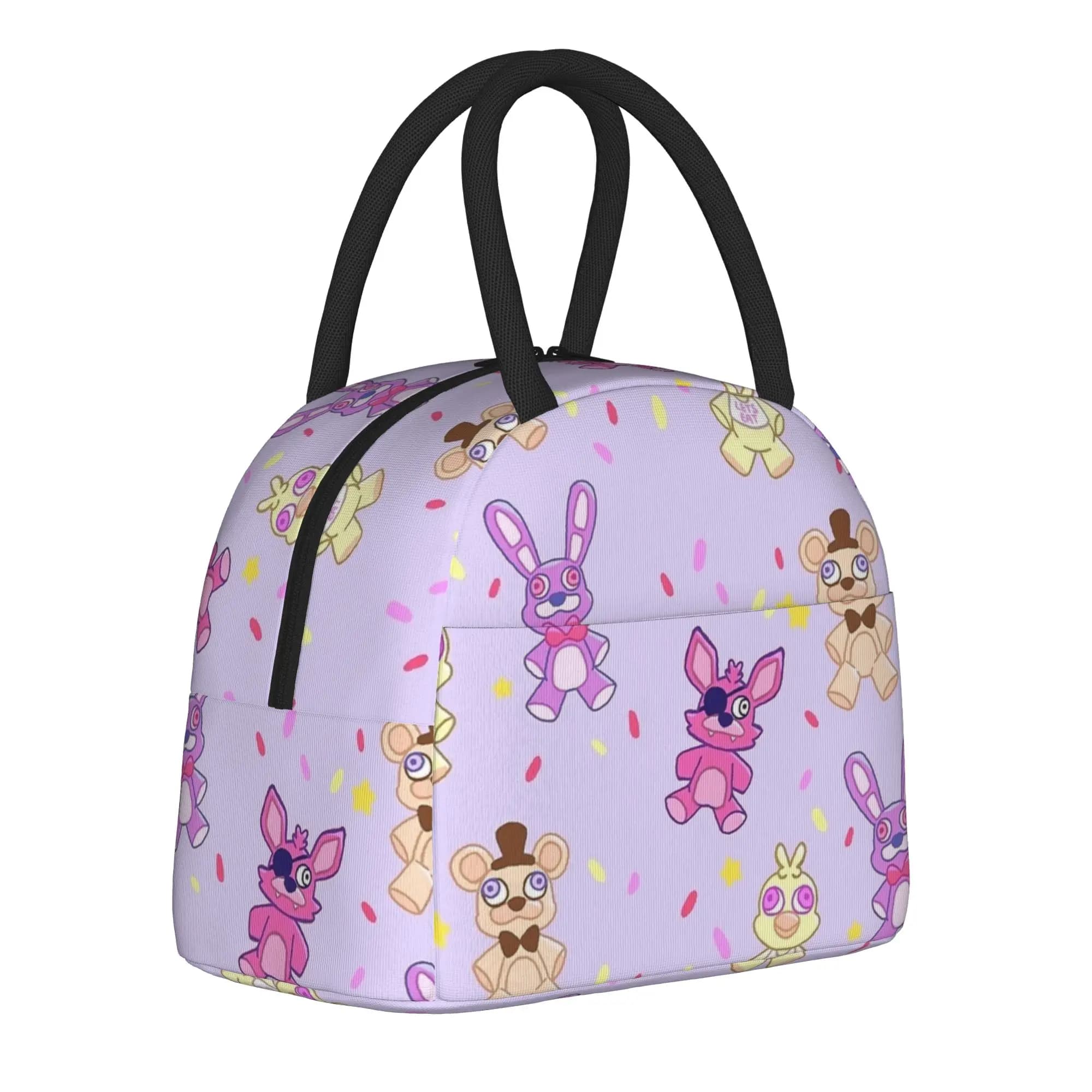 FNAF At Freddys Insulated Lunch Bags Cooler Bag Lunch Container Cartoon Leakproof Tote Lunch Box Food Handbags Work Picnic
