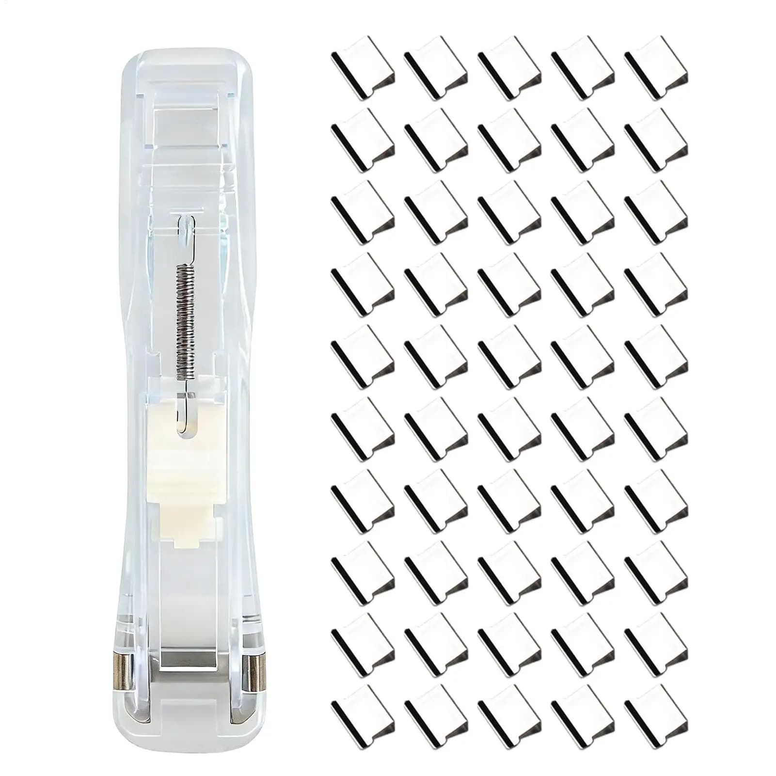 Cucitrice Portatile da Viaggio con Dispenser di Graffette a Pressione, Cucitrice Riutilizzabile per Documenti, Casa, Scuola, Ufficio, Aula