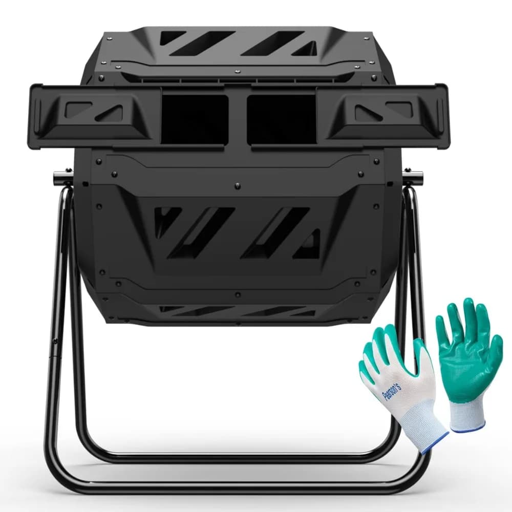 Composter a Doppia Camera da 43 Galloni (Inclusi Guanti da Giardinaggio), Personalizzabile