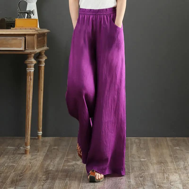 Summer Women's Pants 2025 Cotton Linen Wide Boot Pants Woman Straight Vintage Fashion Casual Elegant Hot Leg Width Trousers Long