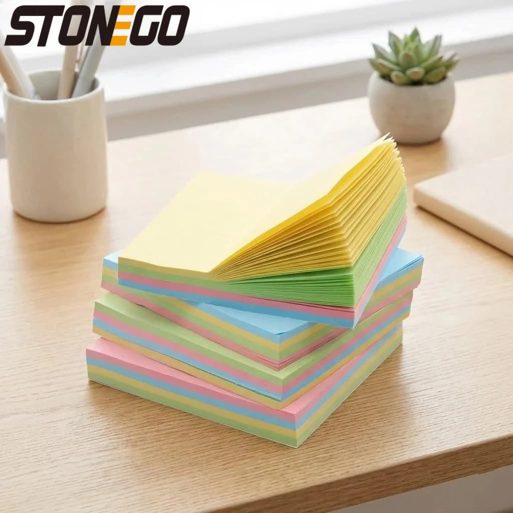 Blocco Note Adesivo Multicolore 100 Pagine Taccuino Tascabile Cancelleria per Ufficio, Scuola e Casa