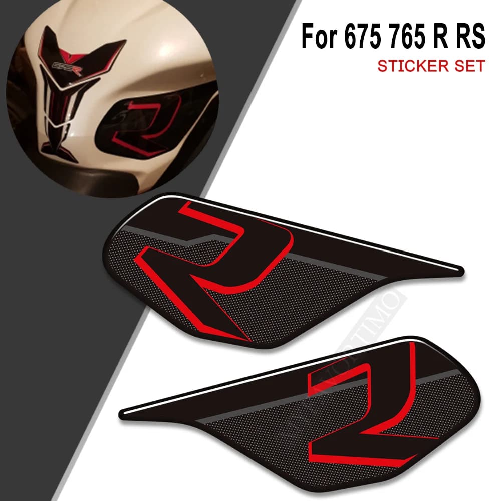 Per Triumph Street Triple Daytona 675 765 R RS Moto Kit Olio Combustibile Ginocchio Lisca di Pesce Rilievo del Carro Armato Della Protezione Adesivi 765RS 675R