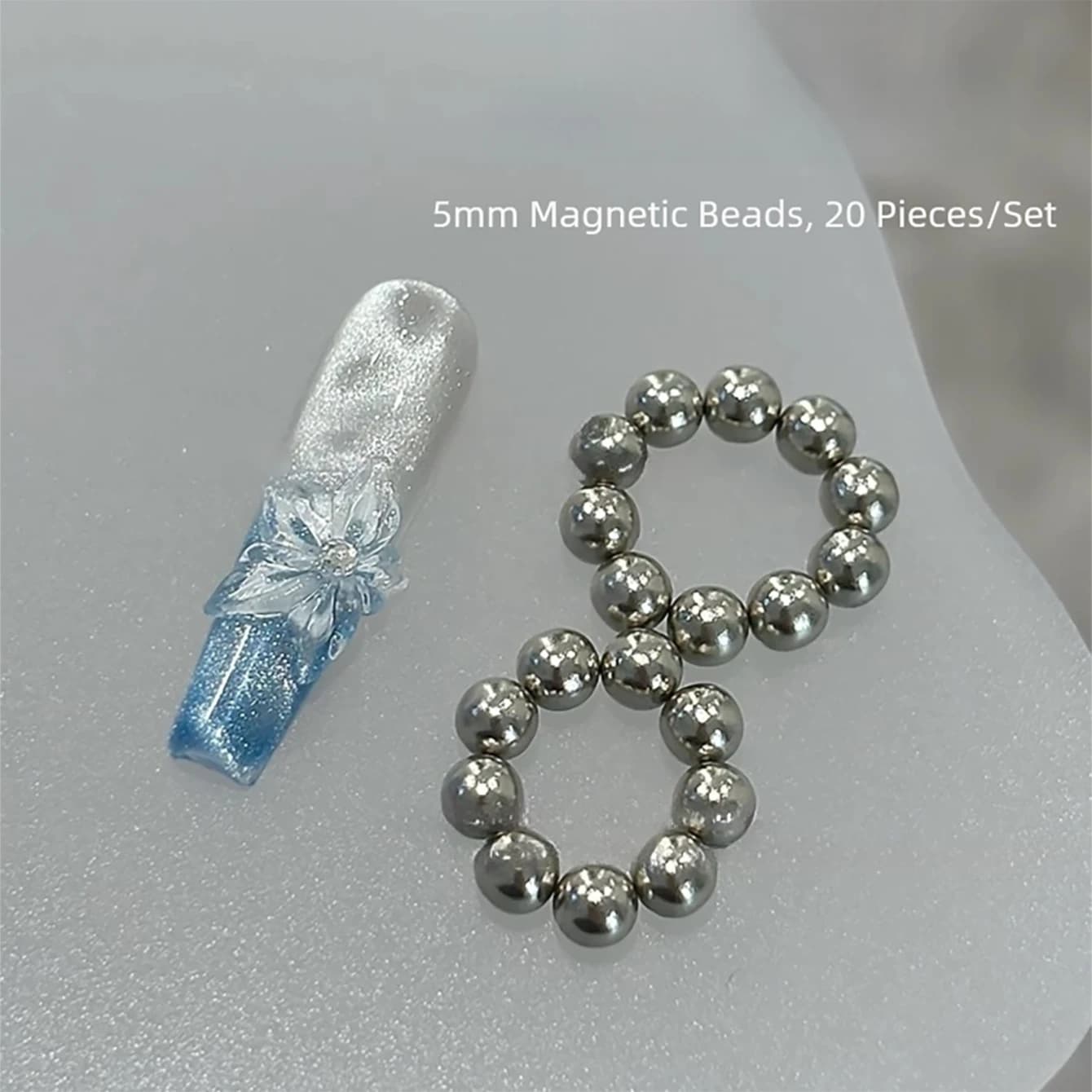 20 Pezzi Sfere Magnetiche Rotonde per Smalto Gel, Effetto 3D, Strumenti per Manicure Artistica, Perle Magnetiche Effetto Occhio di Gatto, Stile Oceano