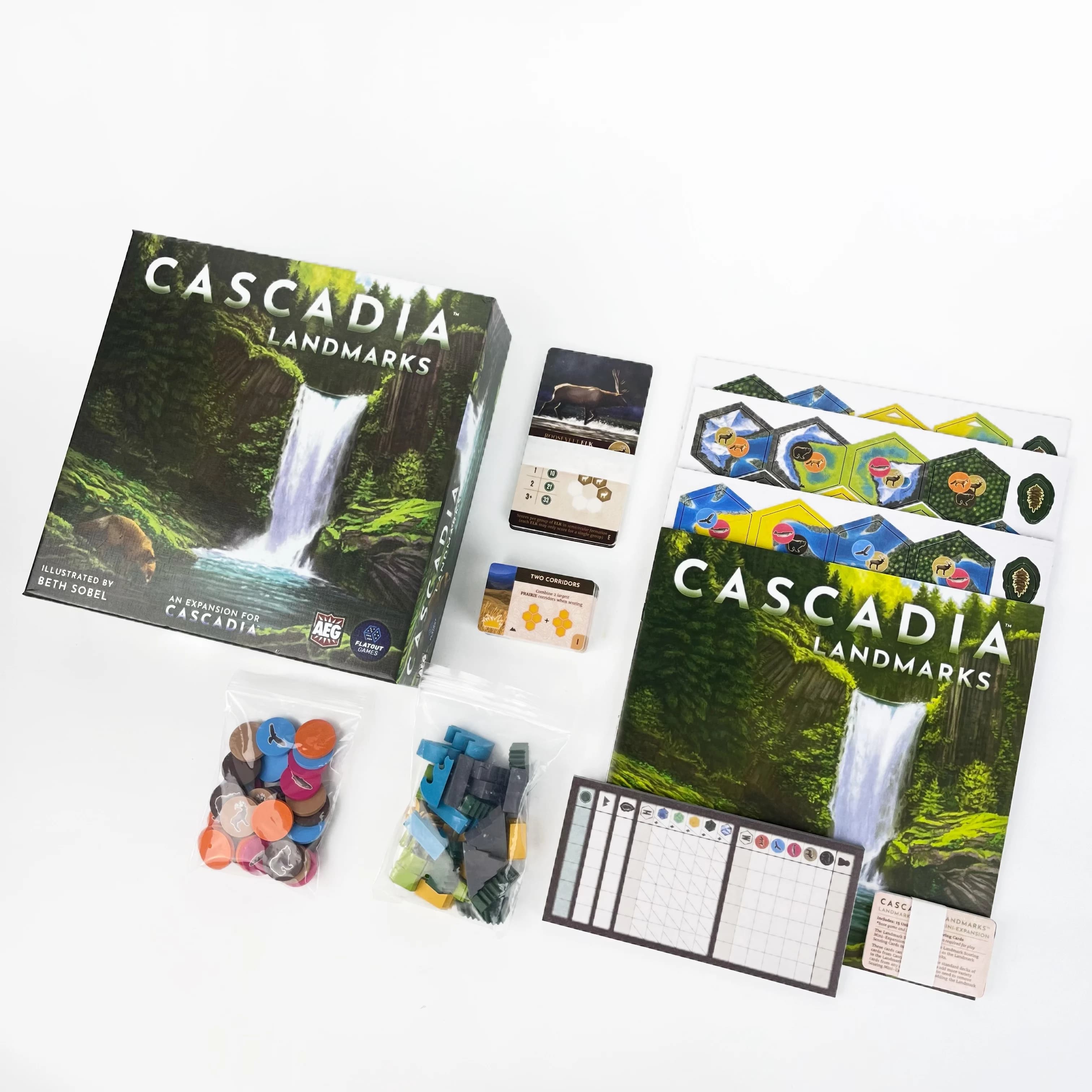 Gioco da tavolo strategico Cascadia: Landmarks (2023) Pacchetto di espansione Deluxe, richiede il gioco base, regalo di compleanno perfetto