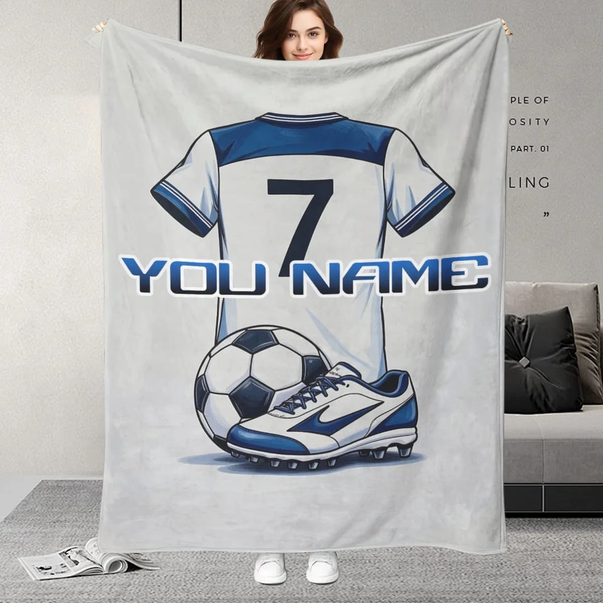 Personalizza coperte con nome personalizzato, maglie da calcio, regalo di compleanno per figlio e fidanzato, calde e morbide, corte, scuola, divano