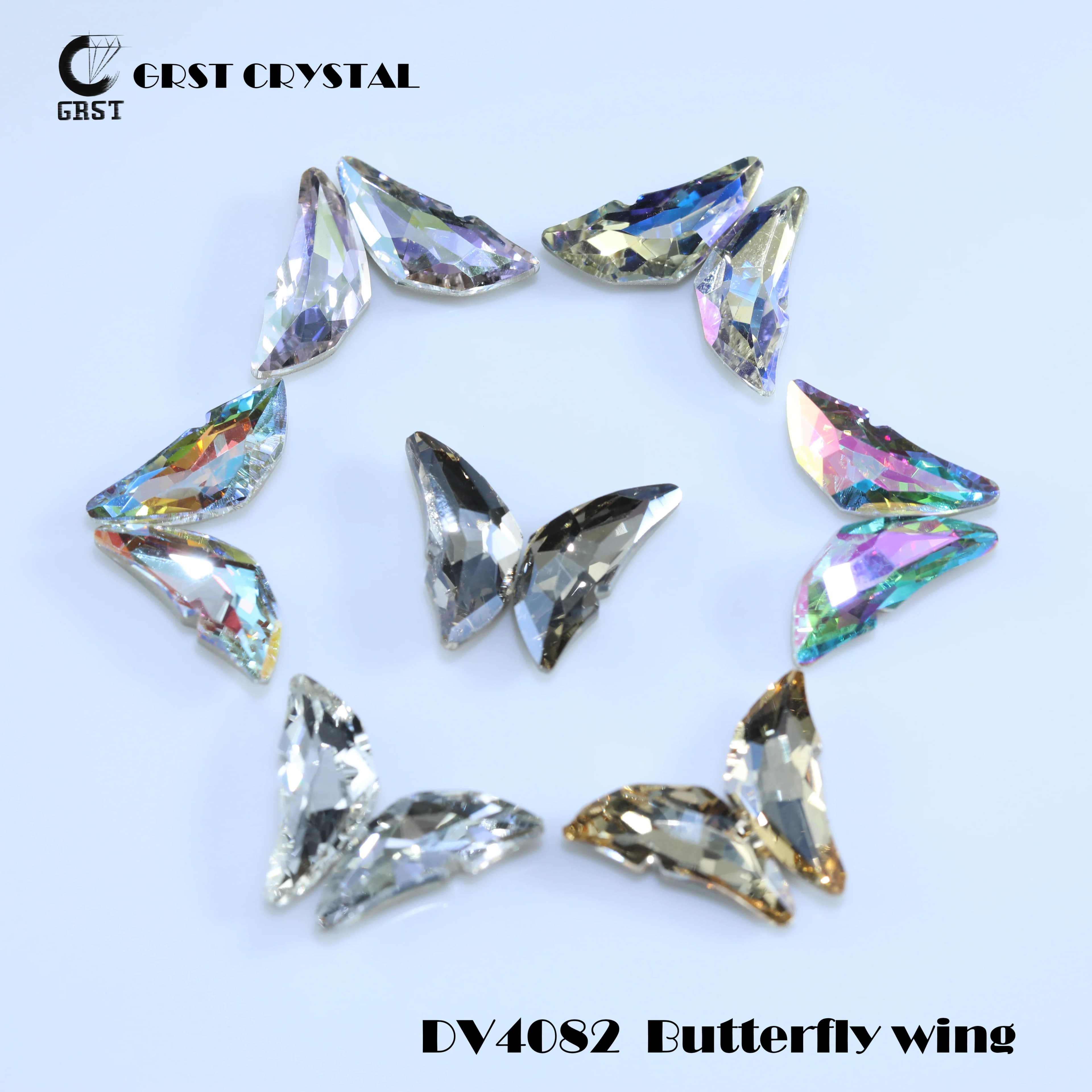 DV4082 Butterfly wing Point Back Claw Rhinestones Shiny Crystal For DIY Hair Ornaments Nail Art Bags Shoes Wedding Dress Garment