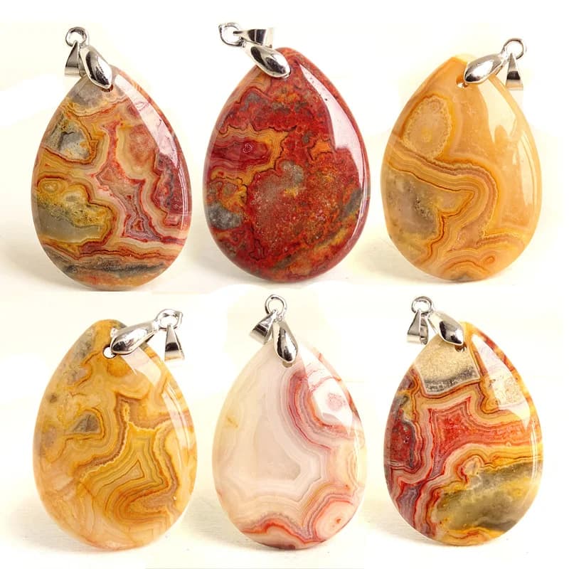 High Quality Pendentif Real Natural Crazy Lace Agate Stone Pendant Chains Necklace For Women's & Men's Jewelry Making BK996H