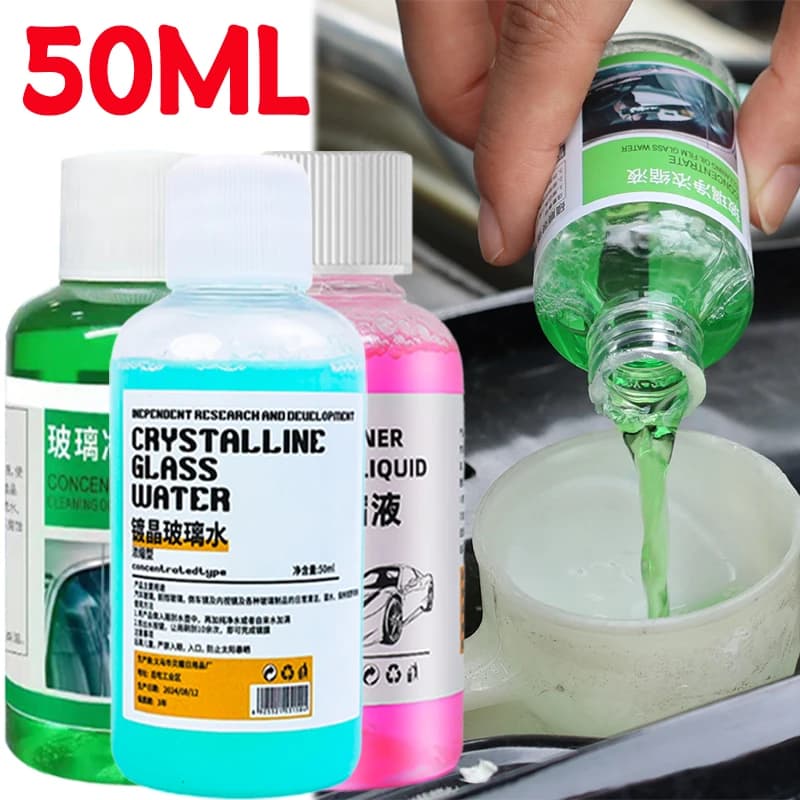 Detergente per parabrezza per auto da 50 ml, concentrato, placcatura in cristallo, vetro, acqua, sgrassatore, detergente per macchie, pulizia automatica, strumenti di bellezza