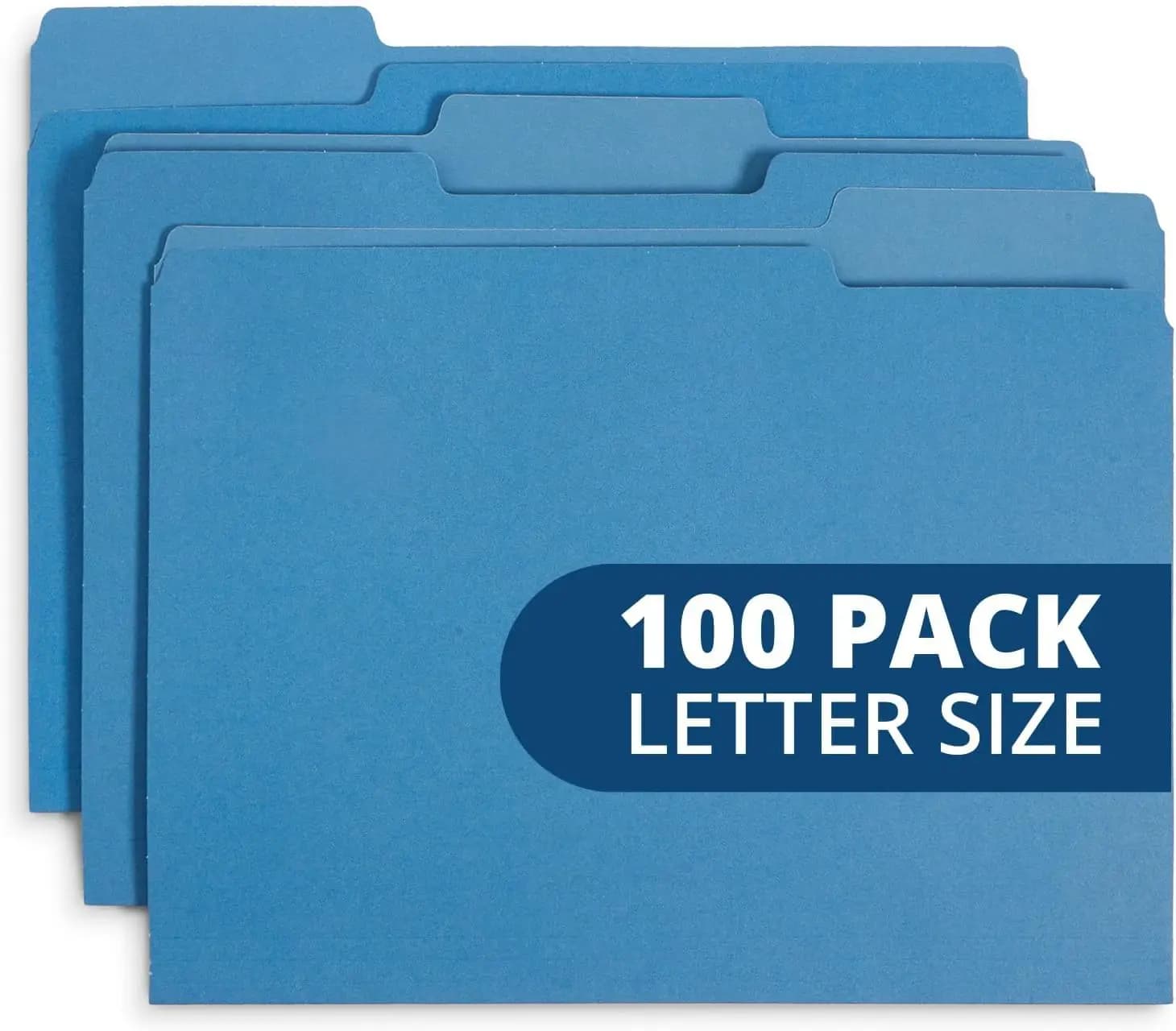 Cartella Portadocumenti Blu Formato Letter con Linguetta a 1/3, Organizza e Conserva i Documenti Facilmente, 100 Pezzi per Scatola