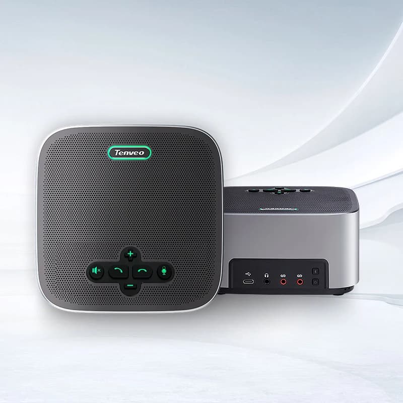 Altoparlante per Videoconferenze USB Wireless con Riduzione del Rumore, Microfono 8x, Rilevamento Voce fino a 6 Metri