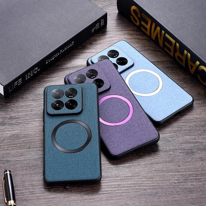Custodia magnetica in pelle PU Magsafe per Xiaomi 14 Pro Xiaomi14 Mi 14 Pro Cover di ricarica wireless di lusso