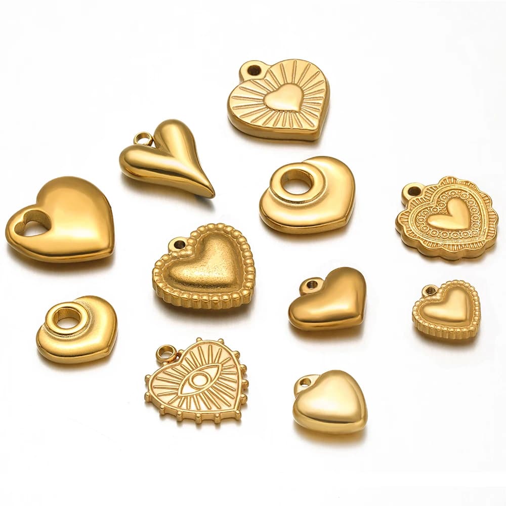 5 pz 18 K Oro In Acciaio Inox Squisito Cuore Pendenti Collana Pendenti e Ciondoli per Le Donne FAI DA TE Creazione di Gioielli Braccialetto Orecchini Risultati
