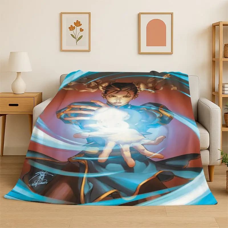 Retro Street Fighter Games Cartoon Flannel Blanket Soft Warm Throw Blanket for Bedroom Living Room Bed Travel Camping Picnic